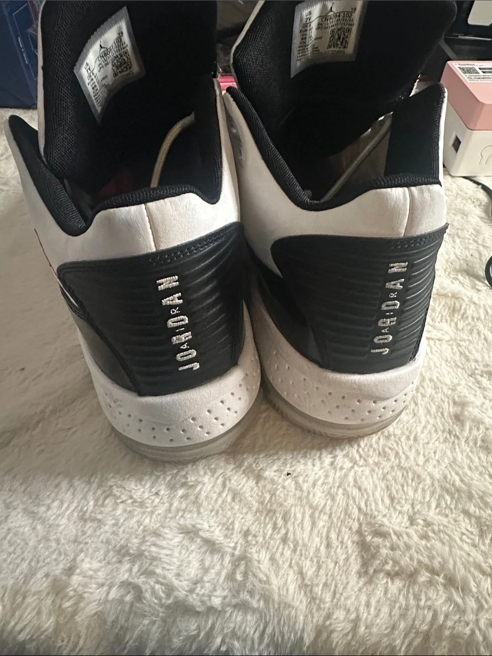 Jordan White Black Sneakers with Maroon Jumpman